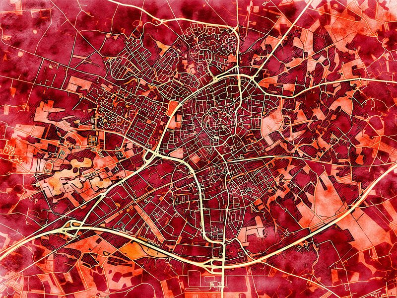 Kaart van Oldenzaal in de stijl 'Amber Autumn' van Maporia