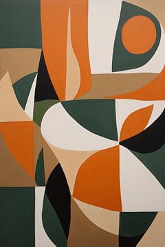 Orange und grüne Abstraktion von De Muurdecoratie