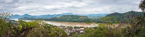 Panorama van de Mekong rivier, Laos