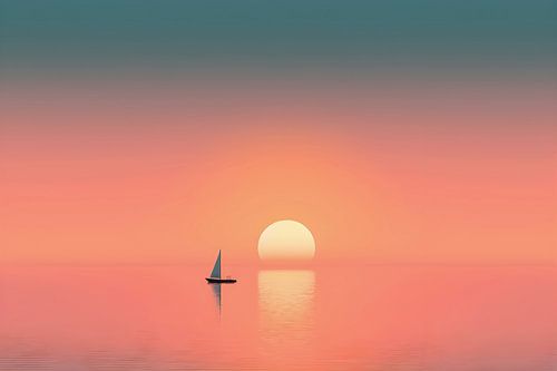 Zeilboot tijdens zonsondergang