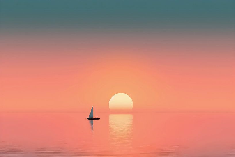 Voilier au coucher du soleil par Artsy