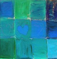 Blue squares with heart