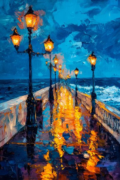 Lantaarns op het strand van Poster Art Shop