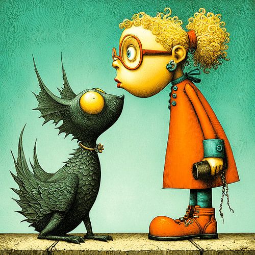 Nose to nose | encounter between girl and dragon