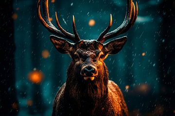 Hert in magisch winterbos van Imperial Art House