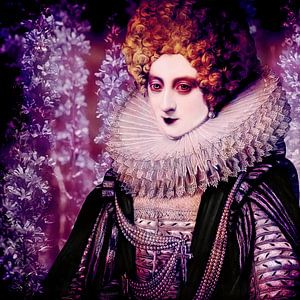 Dame mit Lythrum und Perlen