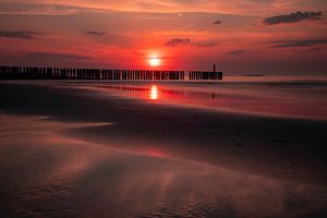Zeeland, Sonnenuntergang bei Westkapelle
