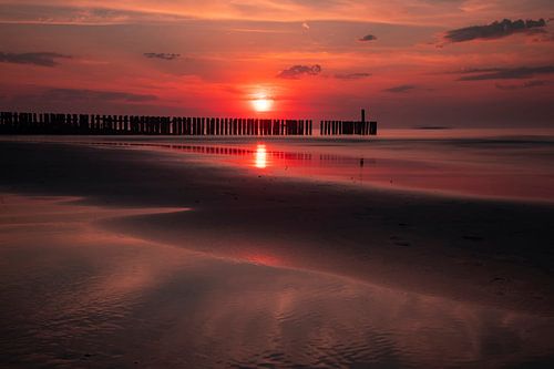 Zeeland, sunset at Westkapelle