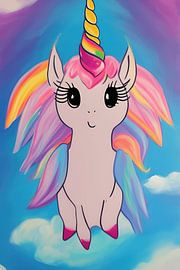 Niedliches fliegendes Einhorn Kawaii Malerei von Laly Laura