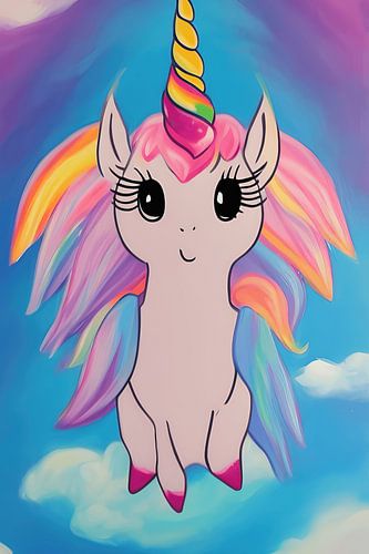 Schattige vliegende eenhoorn kawaii schilderij