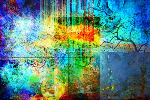 Collage in primaire kleuren, abstract