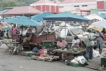 Markt in Castries, de hoofdstad van St.Lucia (Caraïben) van t.ART