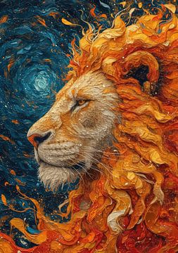 Lion Poster Print Orange by Niklas Maximilian