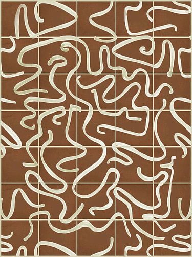 Modern en abstracte lijnen op een tegelpatroon, bruin - wit