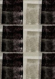 Zwart en taupe op linnen. Abstracte minimalistische kunst. van Dina Dankers