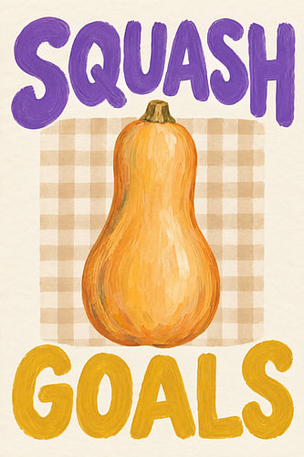 Squash Goals – Butternut squash on a chequered pattern