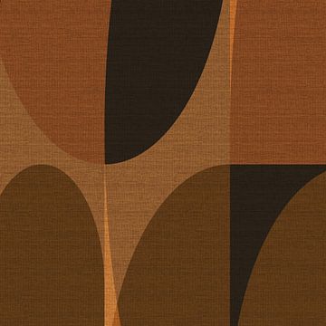 Retro abstract geometrisch in aardetinten op linnen nr. 1 van Dina Dankers