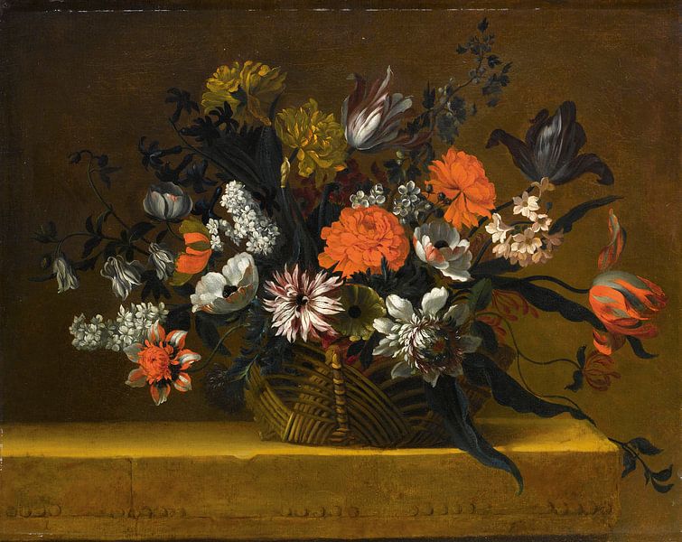 Natura morta con cestino di fiori, Jean-Baptiste Monnoyer van Meesterlijcke Meesters