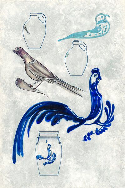 Blaue Porzellanmalerei von Mad Dog Art