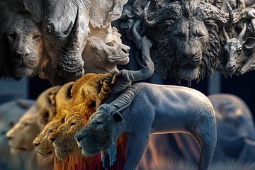 Collage Afrikanische Tiere Fantasie