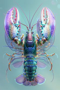Lobster Luxe - Vlinder fantasie paars blauw #1 van Marianne Ottemann - OTTI