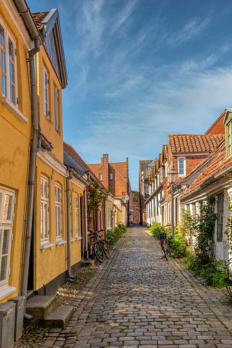 Oude steeg in Ribe, Denemarken