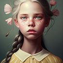 Digital art portrait "girl with flowers" by Studio Allee thumbnail