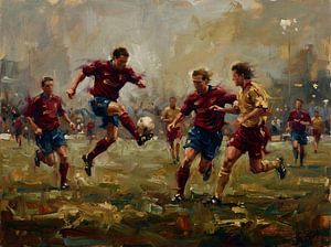 Dynamic Soccer Match Impressionist Painting