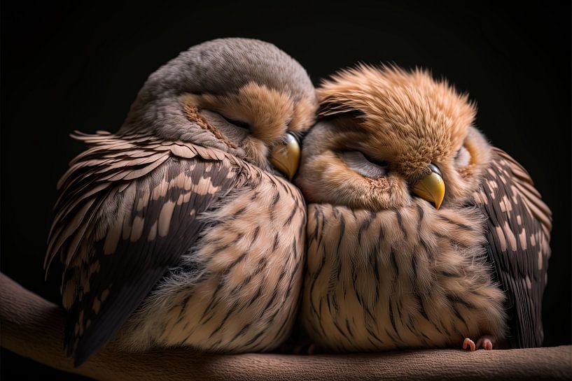 Adorable Birds sleeping nicely together by Surreal Media