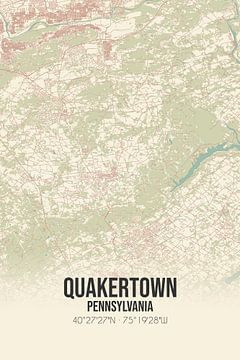 Vintage landkaart van Quakertown (Pennsylvania), USA. van MijnStadsPoster