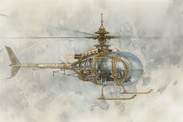 Gedetailleerde tekening van een helikopter -  van Peter Pen tekeningen en schilderijen