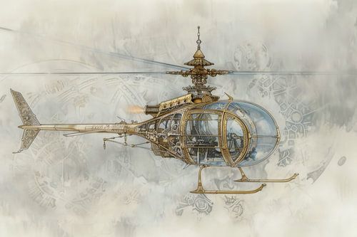 Detailed drawing of a helicopter - 