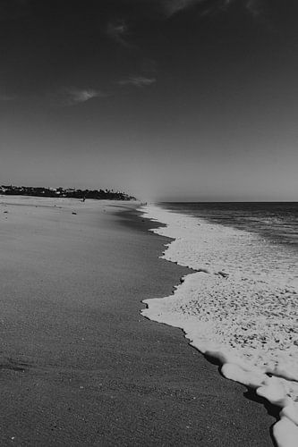 Waves on Faro and Quarteira beach, Algarve Portugal