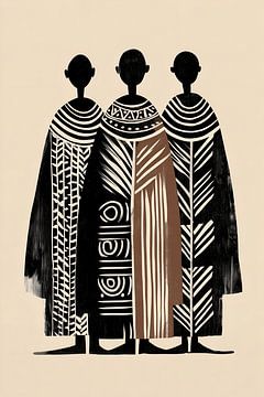 Drei Figuren im ethnischen Musterstil von NJ Midnight Studio