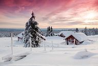 Schneebedecktes Dorf in der Nähe von Lillehammer während des Sonnenuntergangs von Rob Kints Miniaturansicht