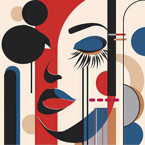 Pop Art Portret - Moderne elegantie in geometrische vormen