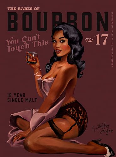 Babes van Bourbon kunnen dit niet aanraken. Sexy retro pin-up meisje Whiskey kunst