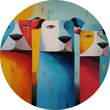 Abstracte honden met lange nekken panorama