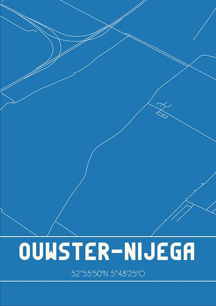 Blauwdruk | Landkaart | Ouwster-Nijega (Fryslan) van Stad & Wand