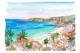 Cala Major Beach Bliss à Majorque avec des palmiers, une baie et une eau bleu azur