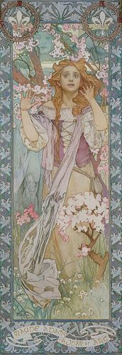 Maude Adams (1872-1953) als Jeanne d'Arc (1909) door Alphonse Mucha
