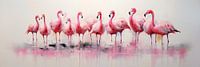 Pink Abstract Painting of Pelicans