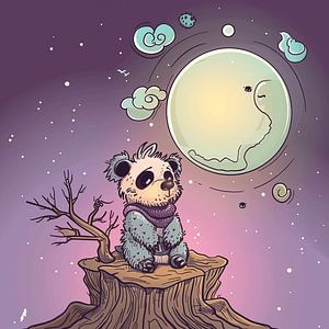 Slaperige Cartoon Panda van Karina Brouwer