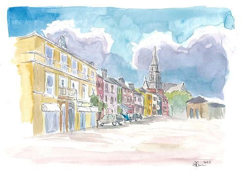 Scène de rue de Clifden Connemara en Irlande