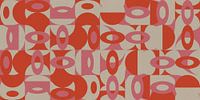 Abstracte retro geometrie in oranje, wit, roze. van Dina Dankers thumbnail