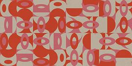 Geometrischer Retro-Abstrakt in Orange und Rosa von Dina Dankers