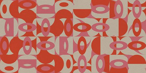 Retro geometrisch abstract in oranje en roze