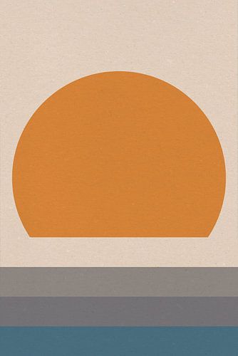 Ikigai. Abstracte minimalistische Zen kunst. Zon, maan, oceaan II