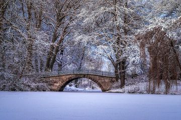 Augustenbrücke in Hannover in de winter van Leinemeister
