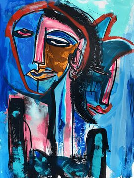 Abstract portret in Picasso stijl van Studio Allee